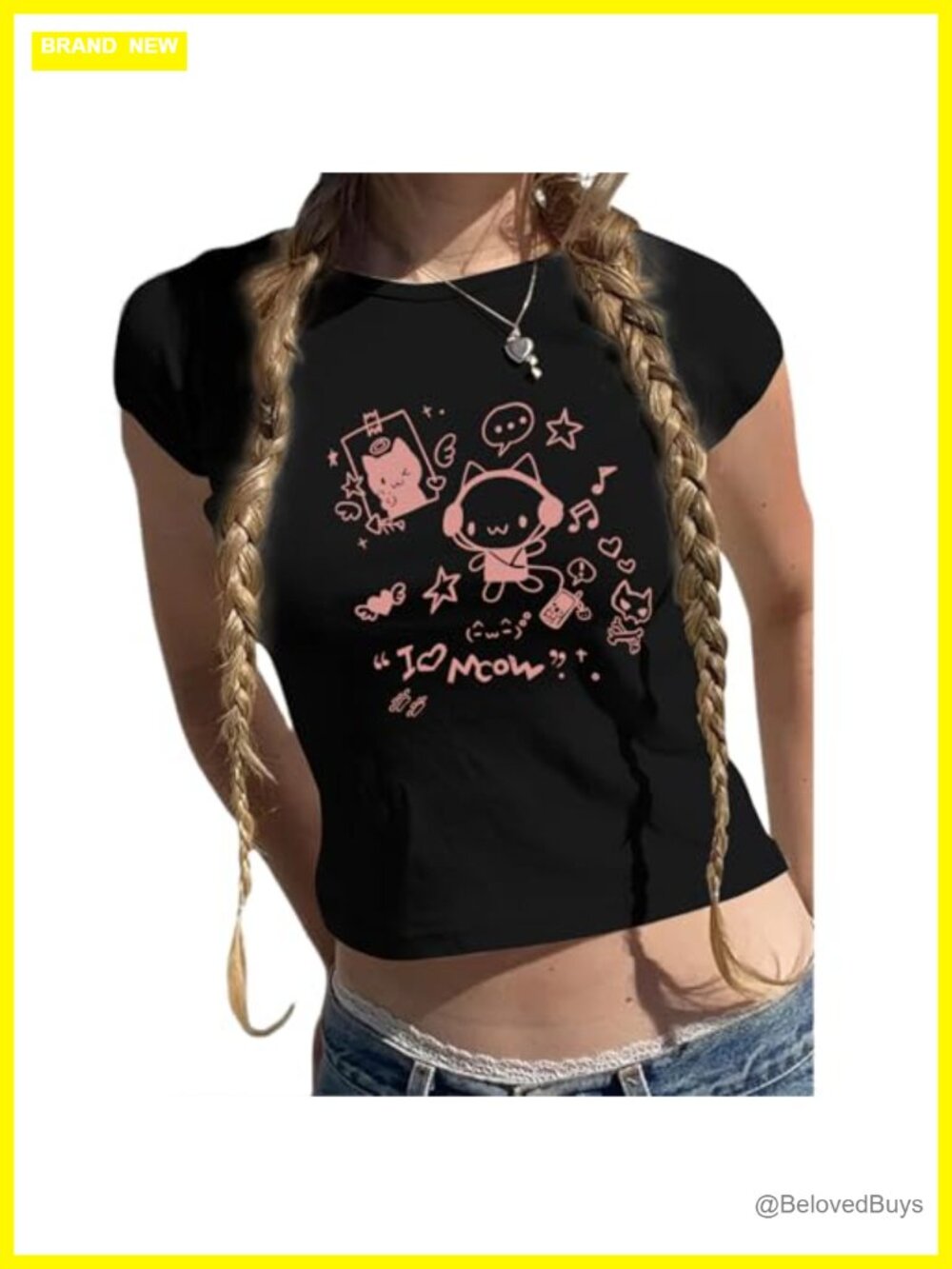 Graphic Cat Kawaii Y2k Cropped T Shirt Cute Harajuku Cartoon Crop Top